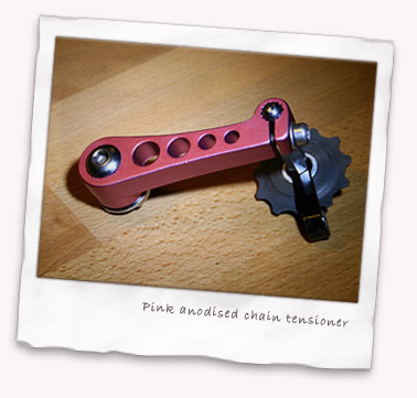 Pink anodised chain tensioner