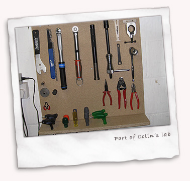 Part of Colin's remarkable bike lab