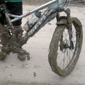 Paul's Niner clogged at Mountain Mayhem 2012 Paul's Niner clogged at Mountain Mayhem 2012